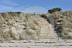 Walkway to beach over sand dune