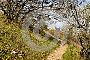 Walkway to The Devicky castle on The Palava mountain photo