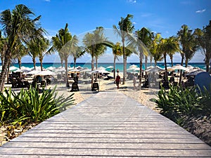 Walkway to Sandy Beach in Playa del Carmen Mexico