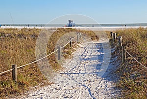 Walkway to Siesta Key Beach in Sarasota, Florida photo