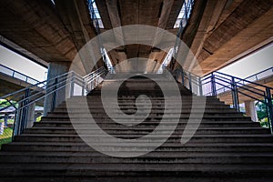 Walkway under the bridge over Ada in Serbia\'s capital