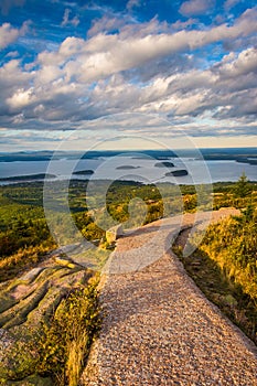 Walkway and view from Caddilac Mountain in Acadia National Park, Maine. photo