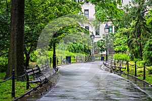 Walkway at Washington Square Park, in Greenwich Village, Manhattan, New York City