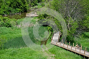 Walkway through the wetlands and to the Galien river