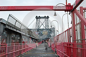 Walkway of Williamsburg Bridge in New York City