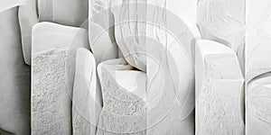 The wall is an abstract illusion made of natural stone, plaster.