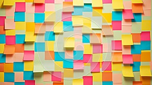 Wall adorned with a creative pattern of sticky notes