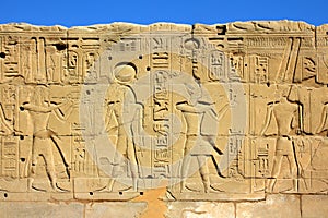 Wall with ancient egypt images and hieroglyphics