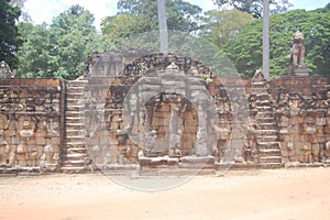 Wall at Angkor Wat in Siem Reap, Cambodia.