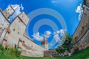 Wall of appliances of the fortified church, Mosna, Transylvania, Romania