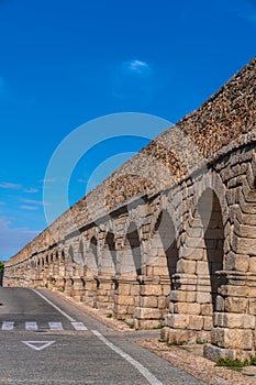 Roman aqueduct Segovia Spain wall and arches