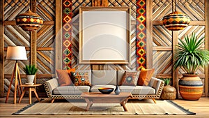 Wall Art Poster Mockup in a Beautiful Living Room