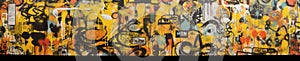 wall background spray yellow style paint graffiti urban colourful banner art. Generative AI.