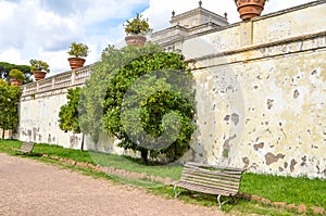 Wall and bench in Villa Doria Pamphili, Roma