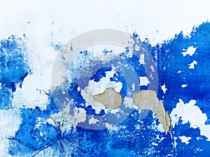 Wall blue abstract painting background. Venezian Stucco