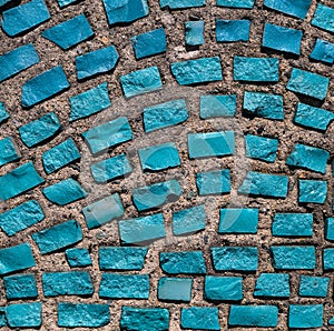 Wall with blue stone rock.