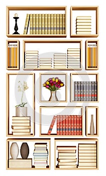 Wall bookcase isolated on white