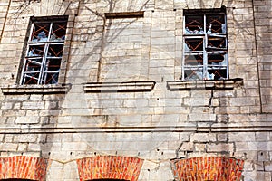 Wall and broken windows