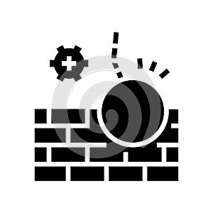 wall building construction dismantling glyph icon vector illustration