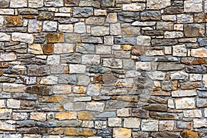 Wall built of natural stone