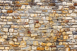 Wall built of natural stone