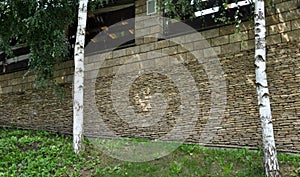 A wall built using natural stone