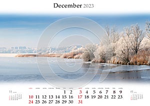 Wall calendar for 2023 year.