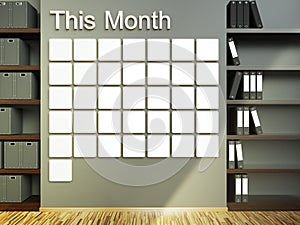 Wall calendar. Schedule memo management organizer concept