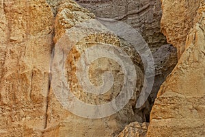 Wall of Canyons in the Namibe Desert. With sun. Africa. Angola