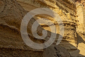 Wall of Canyons in the Namibe Desert. With sun. Africa. Angola