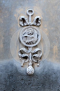 Wall carving of Venetian winged lion