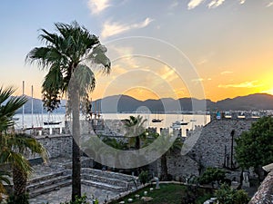 On the wall of the castle of Marmaris in Turkey. Castle of Marmaris is one of the most attended places of the city