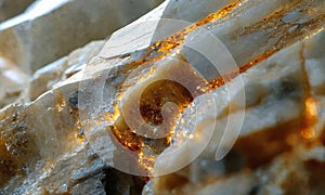 wall caustic through quartzite. close up of a stone. caustic through quartzite