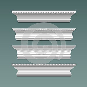 Wall and ceiling white classic gypsum cornice