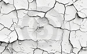 A wall cloaked in white shows the ravages of time with its cracked and peeling surface. The texture embodies the