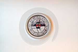 Wall clock with Arabic numerals white dial