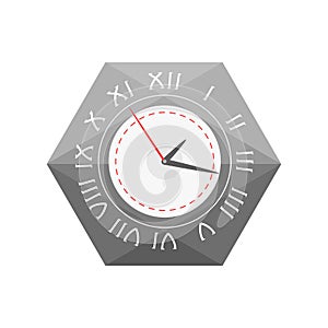 Wall clock circle sign with chronometer pointer tool and deadline stopwatch speed office alarm timer minute watch vector