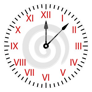 Wall clock dial with Roman numerals