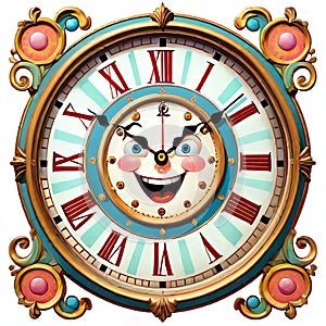 Wall clock face vintage roman numeral happy decoration