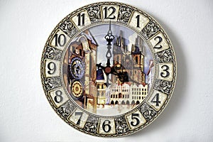Wall clock with images of landmarks