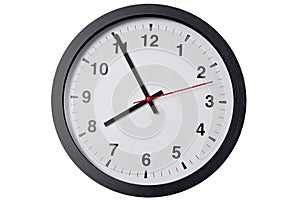 Wall clock minimal round modern style on white background isolated with clipping path