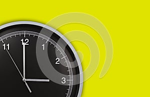 Wall clock on yellow