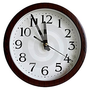 Wall clock shows midnight noon, isolated white