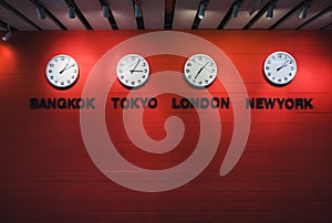 Wall Clock Time zones Around the world Travel concept