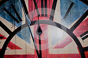 Wall clock with union jack motive as background