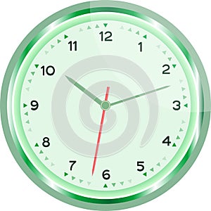 Wall clock vector green Vintage isolated on white
