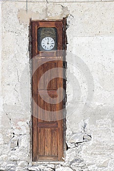 Wall clock in Viollins village, FreissiniÃ¨res valley, France