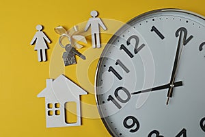wall clock on a yellow