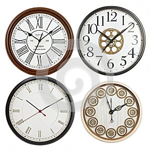 Wall clocks isolated on white background