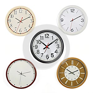 Wall clocks isolated on white background